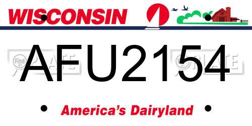 AFU2154 Wisconsin License Plate