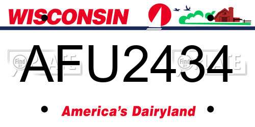 AFU2434 Wisconsin License Plate