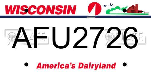 AFU2726 Wisconsin License Plate