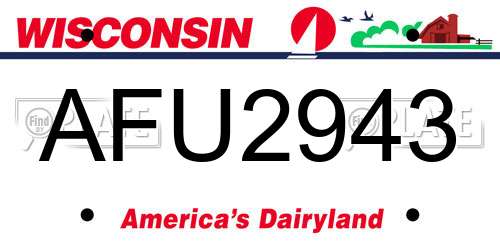 AFU2943 Wisconsin License Plate