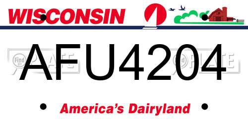 AFU4204 Wisconsin License Plate