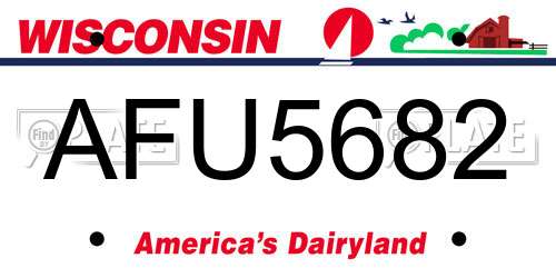 AFU5682 Wisconsin License Plate
