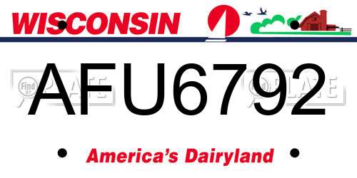 AFU6792 Wisconsin License Plate