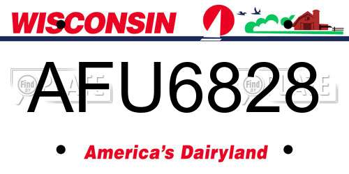 AFU6828 Wisconsin License Plate