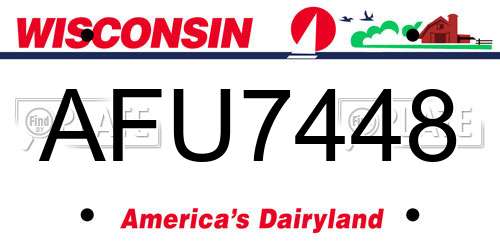 AFU7448 Wisconsin License Plate