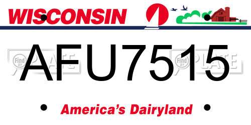 AFU7515 Wisconsin License Plate