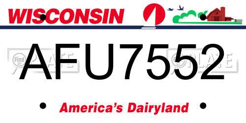 AFU7552 Wisconsin License Plate