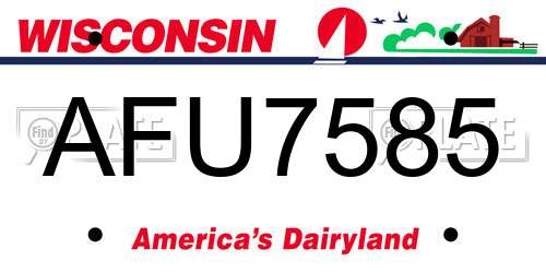 AFU7585 Wisconsin License Plate