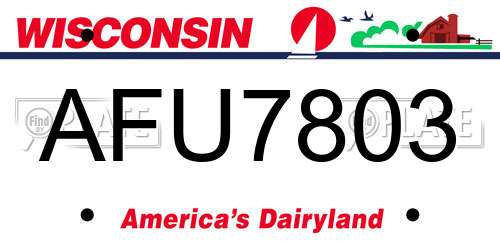 AFU7803 Wisconsin License Plate