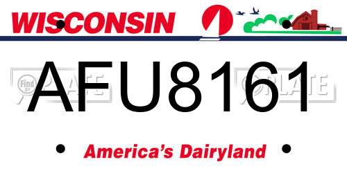 AFU8161 Wisconsin License Plate