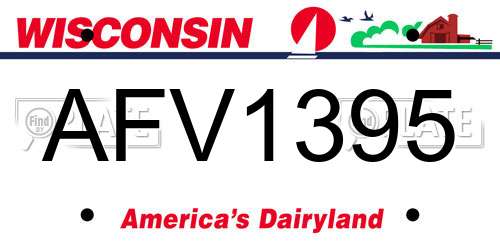 AFV1395 Wisconsin License Plate