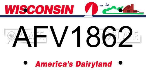 AFV1862 Wisconsin License Plate