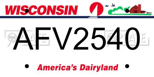 AFV2540 Wisconsin License Plate