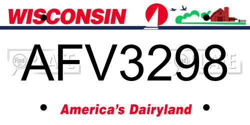 AFV3298 Wisconsin License Plate
