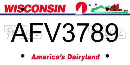 AFV3789 Wisconsin License Plate