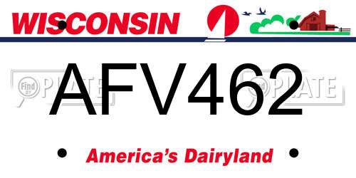 AFV462 Wisconsin License Plate