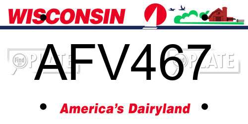 AFV467 Wisconsin License Plate