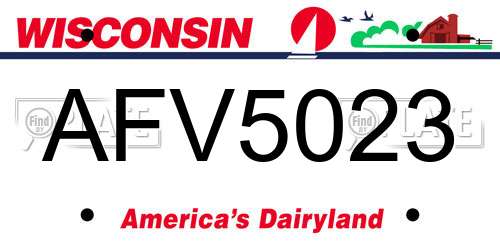 AFV5023 Wisconsin License Plate