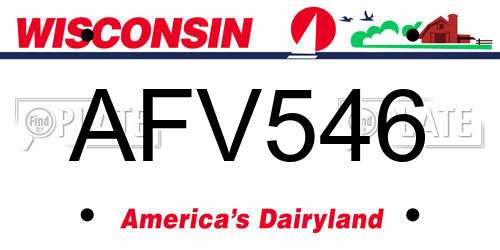 AFV546 Wisconsin License Plate