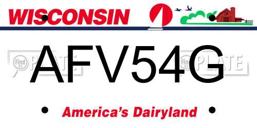AFV54G Wisconsin License Plate