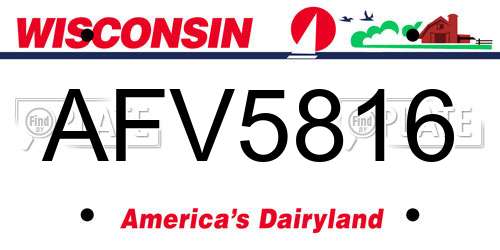 AFV5816 Wisconsin License Plate