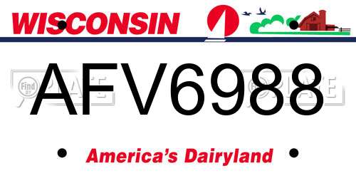 AFV6988 Wisconsin License Plate