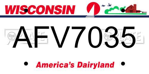 AFV7035 Wisconsin License Plate
