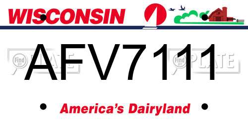 AFV7111 Wisconsin License Plate