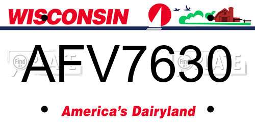 AFV7630 Wisconsin License Plate