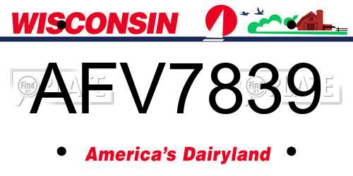 AFV7839 Wisconsin License Plate