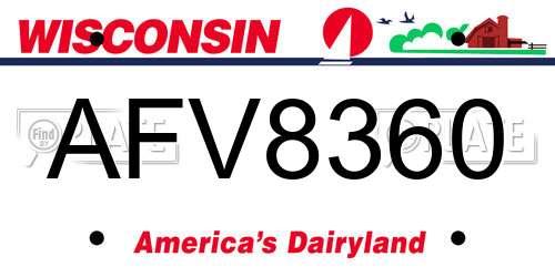 AFV8360 Wisconsin License Plate