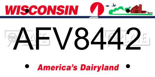AFV8442 Wisconsin License Plate