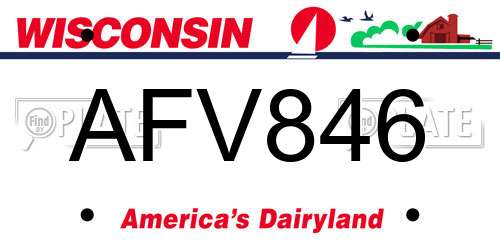 AFV846 Wisconsin License Plate