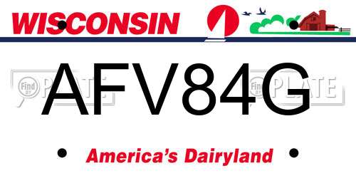AFV84G Wisconsin License Plate