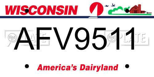 AFV9511 Wisconsin License Plate