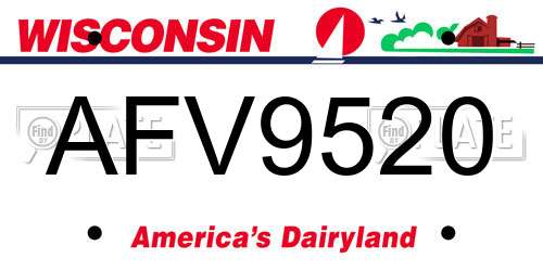AFV9520 Wisconsin License Plate
