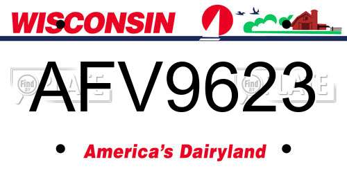 AFV9623 Wisconsin License Plate