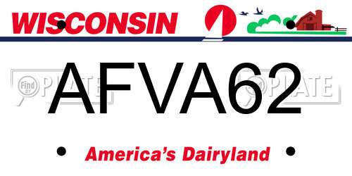 AFVA62 Wisconsin License Plate