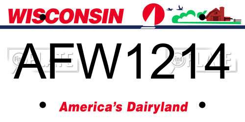 AFW1214 Wisconsin License Plate