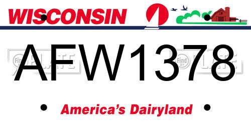 AFW1378 Wisconsin License Plate