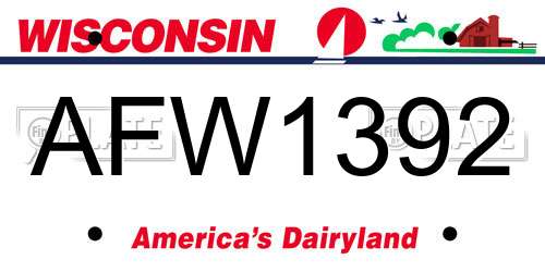 AFW1392 Wisconsin License Plate