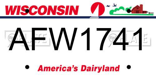 AFW1741 Wisconsin License Plate