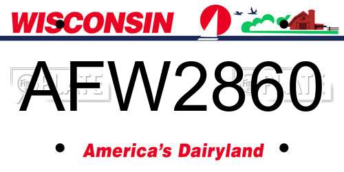 AFW2860 Wisconsin License Plate