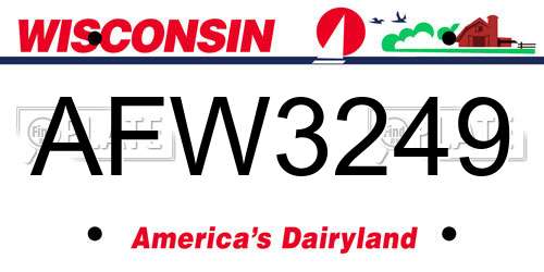 AFW3249 Wisconsin License Plate
