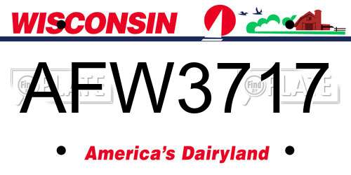 AFW3717 Wisconsin License Plate