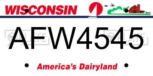 AFW4545 Wisconsin License Plate