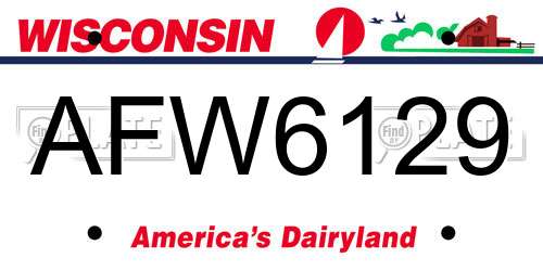 AFW6129 Wisconsin License Plate