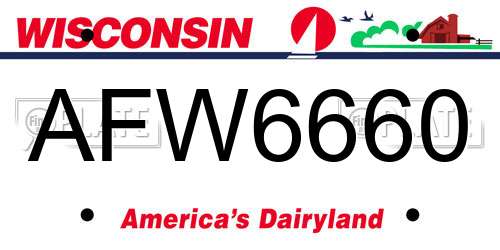 AFW6660 Wisconsin License Plate