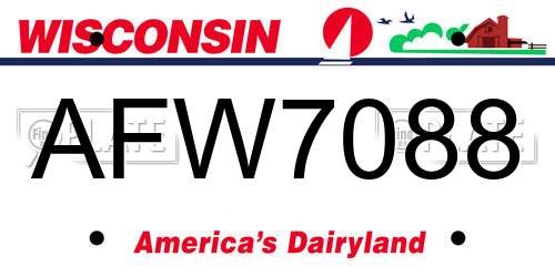 AFW7088 Wisconsin License Plate