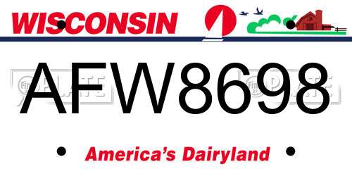 AFW8698 Wisconsin License Plate